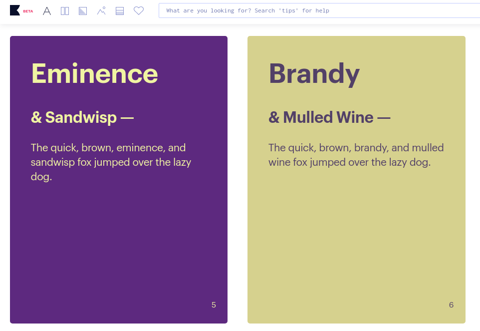 A screenshot from 'Khroma.co' showing two examples of sample website colours.