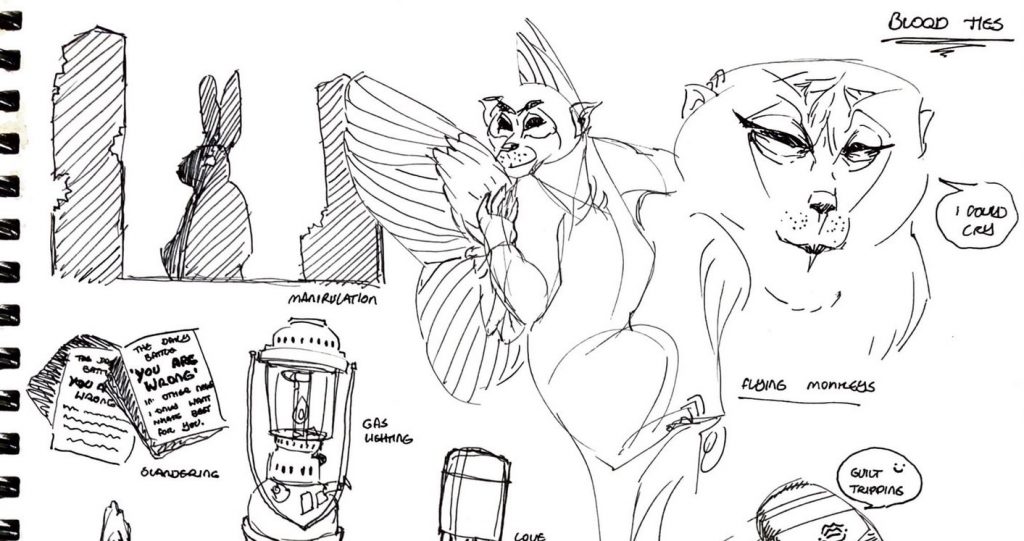 Sketches for 'Blood Ties' by Phelia Po