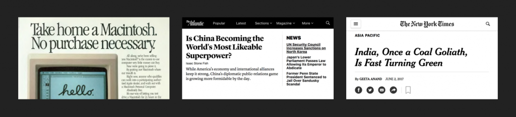 some real world typography examples from websites and newspapers included on the font pairing tool fontjoy.com